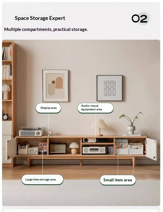 Oak Solid Wood Modern Storage TV Cabinet.