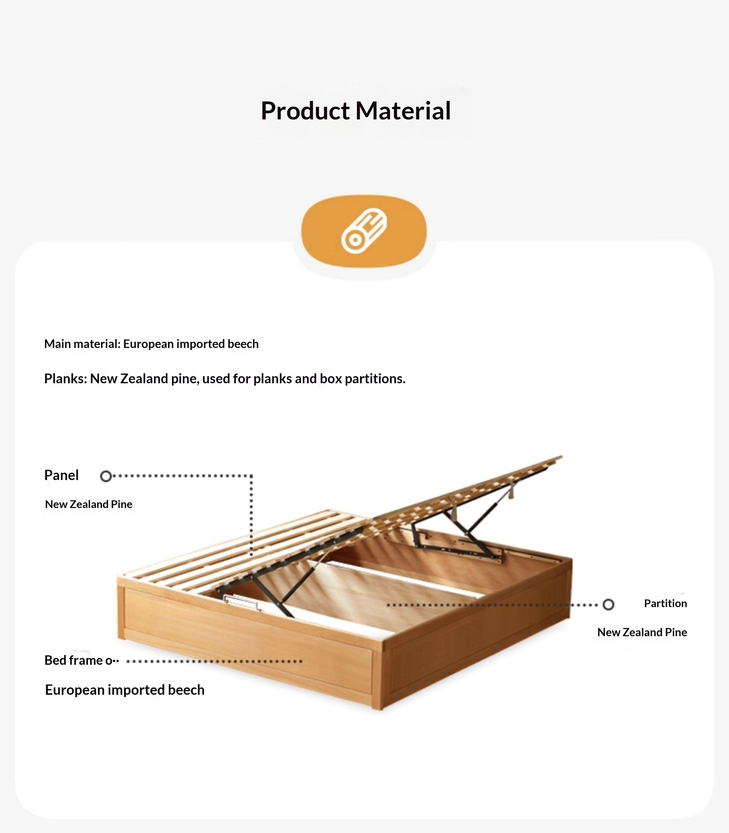 European Beech Solid Wood Platform Box Bed — Headboard-Free, Simple Design
