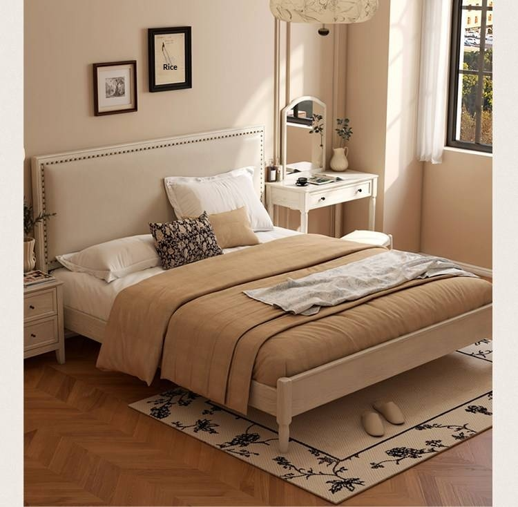 Oak Solid Wood Technology Fabric Soft Bed
