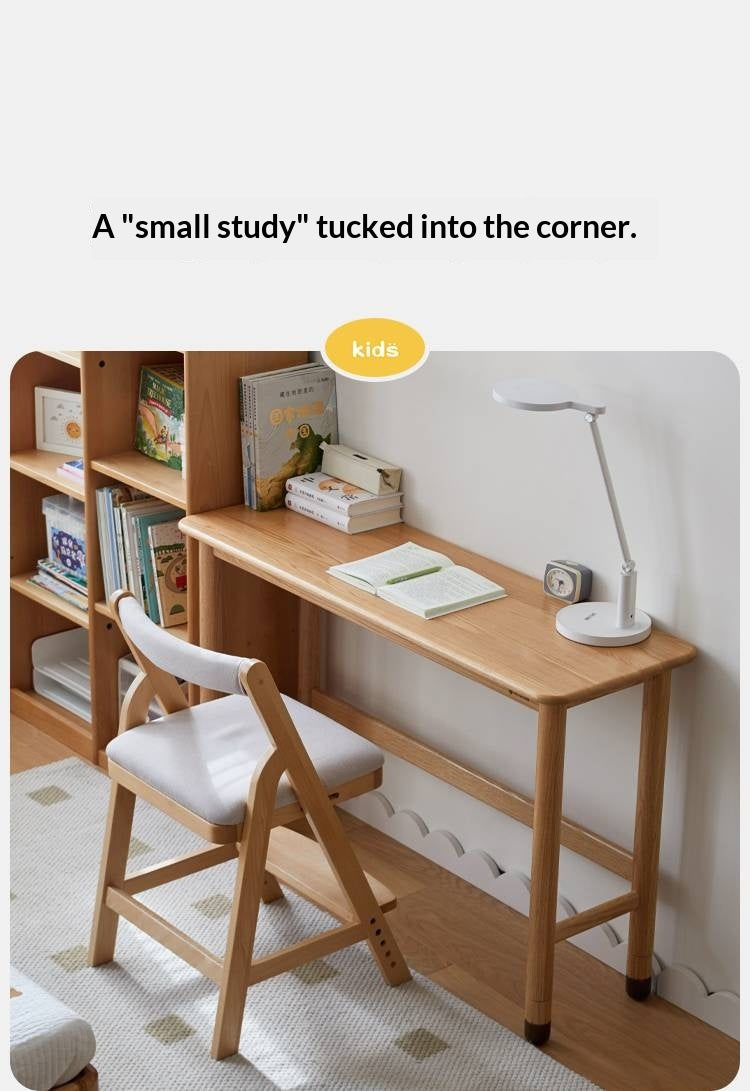 Oak Solid Wood Lifting Study Table Narrow Kids Desk