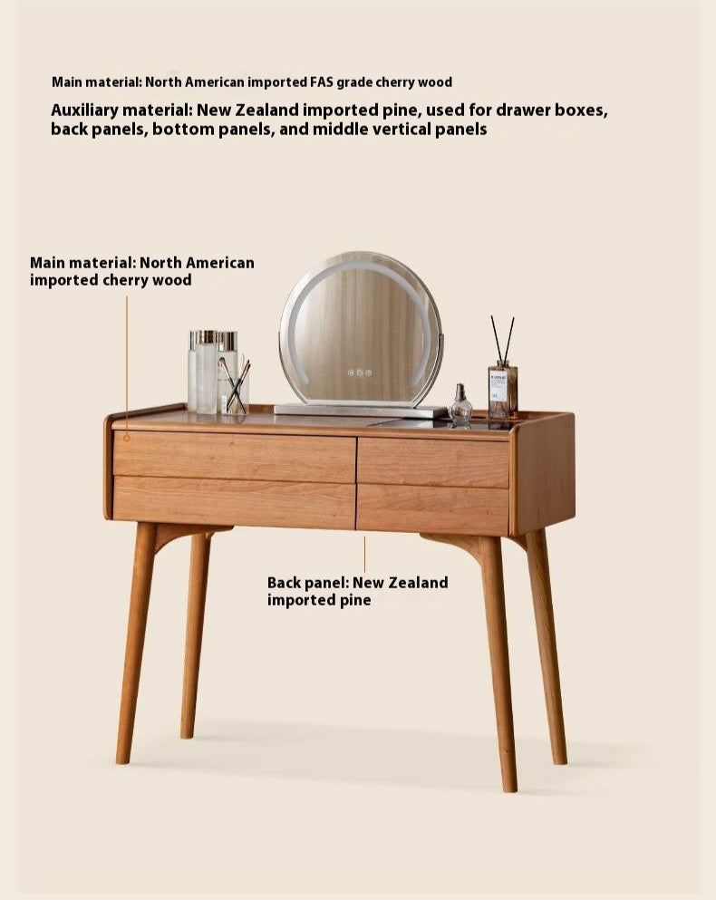 Cherry Solid Wood Retro Style Dressing Table