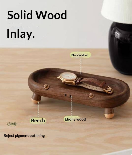 Black Walnut Solid Wood Tray for Snacks, Desserts, and Jewelry Storage