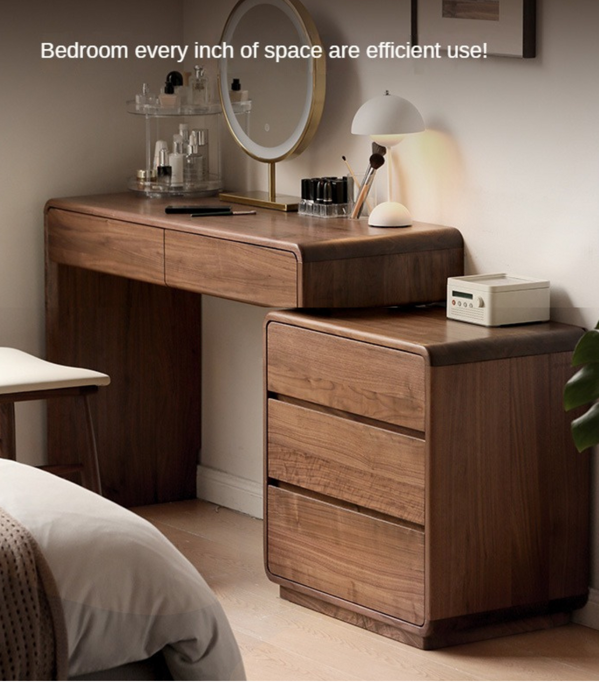 Trable Drawer solid wood dressing table chest of drawers simple black walnut ...