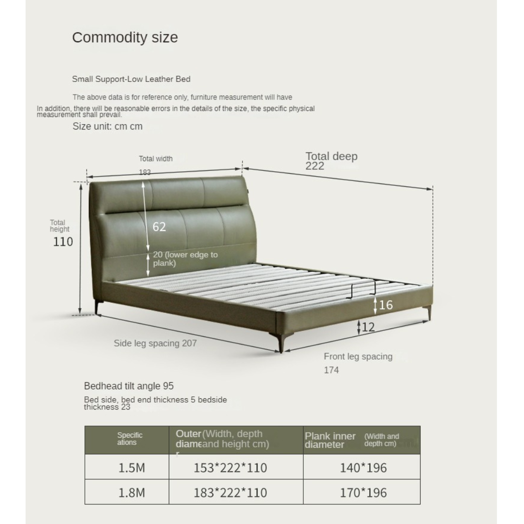 First layer of yellow cowhide Italian light luxury Bed<