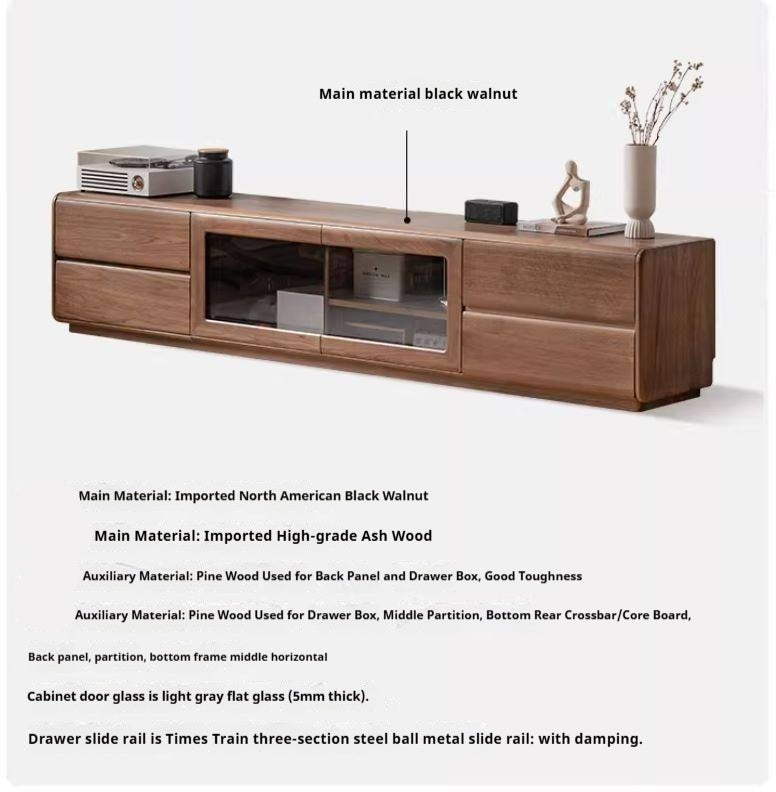 Black Walnut, Sandalwood, Ash Solid Wood Floor TV Cabinet.
