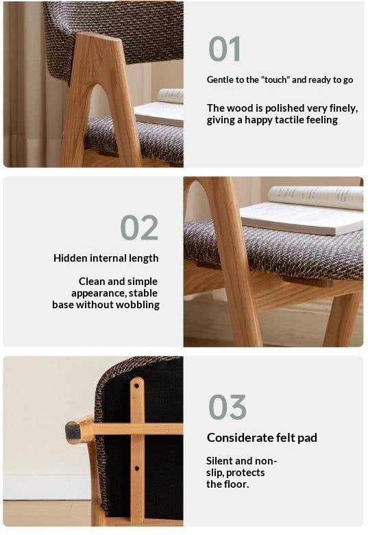 Black Walnut, Oak, Solid Rubberwood Chair with Soft Fabric/Leather Back