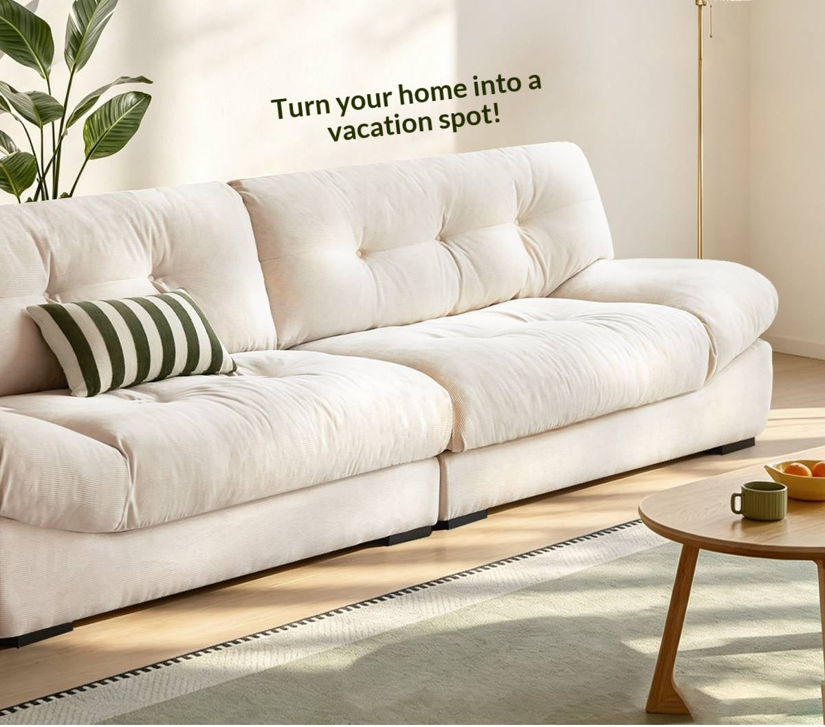 Fabric Italian Style Cloud Sofa With Russian Birch Wood Frame-