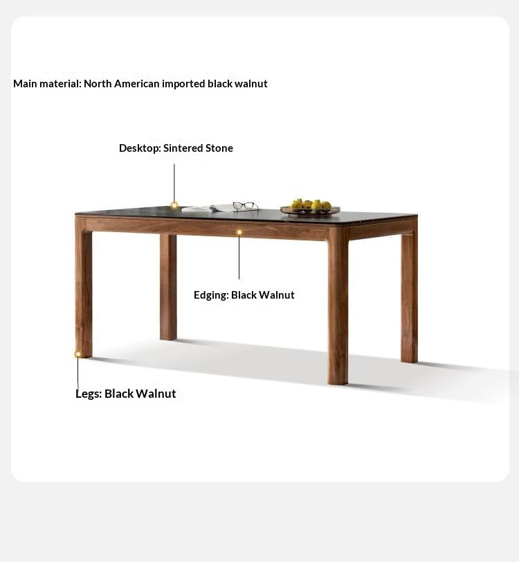 Black Walnut, Sandalwood Solid Wood Rock Slab Dining Table