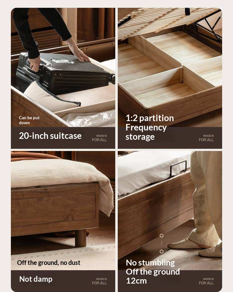 Black Walnut Solid Wood Italian Luxury Storage Bed