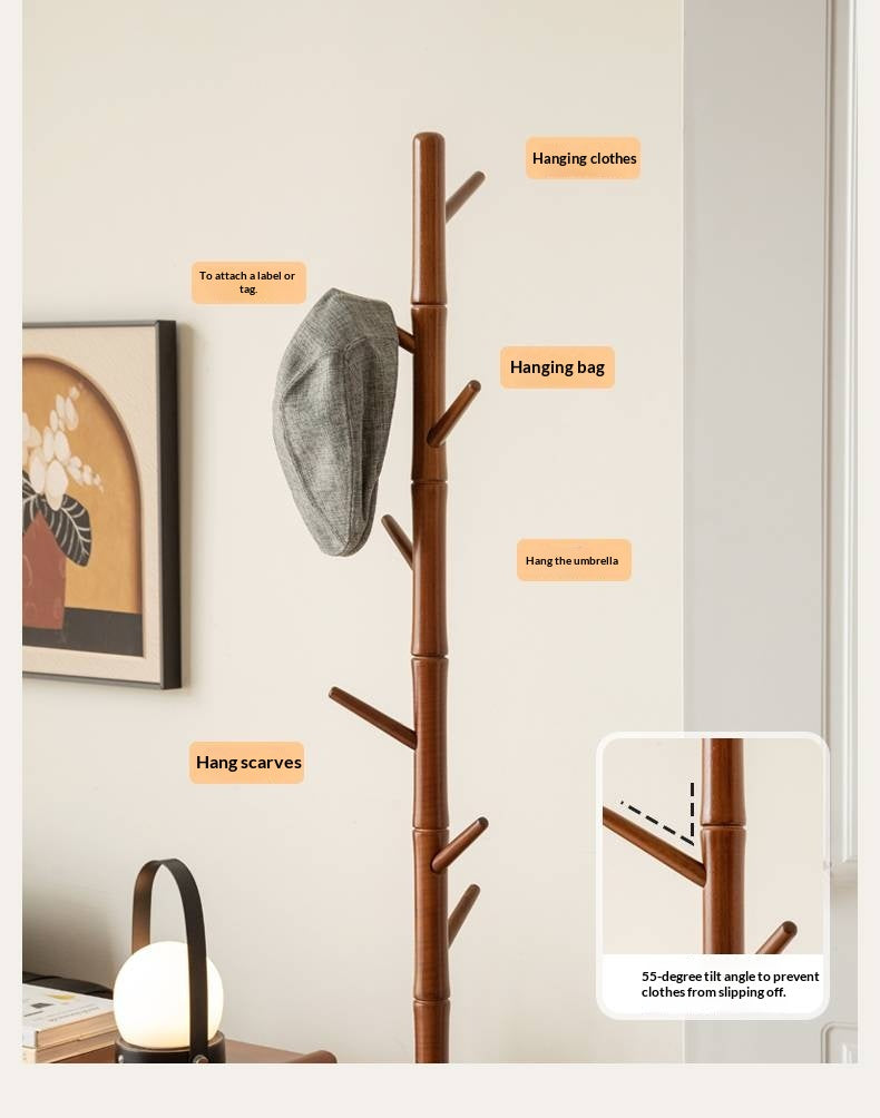 Solid Rubberwood Vintage Style Standing Clothes Hanger