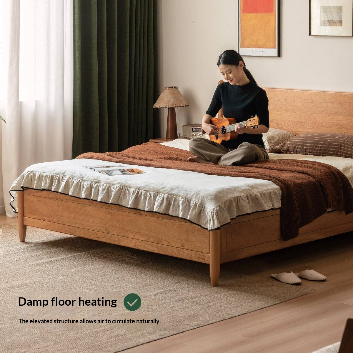 Cherry Wood, Black Walnut Solid Wood Box Bed