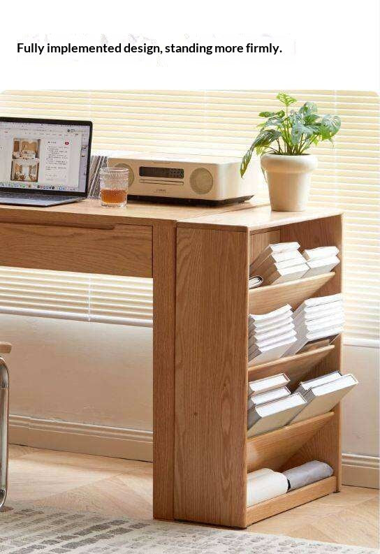 Oak Solid Wood Small Book Rack Against The Wall