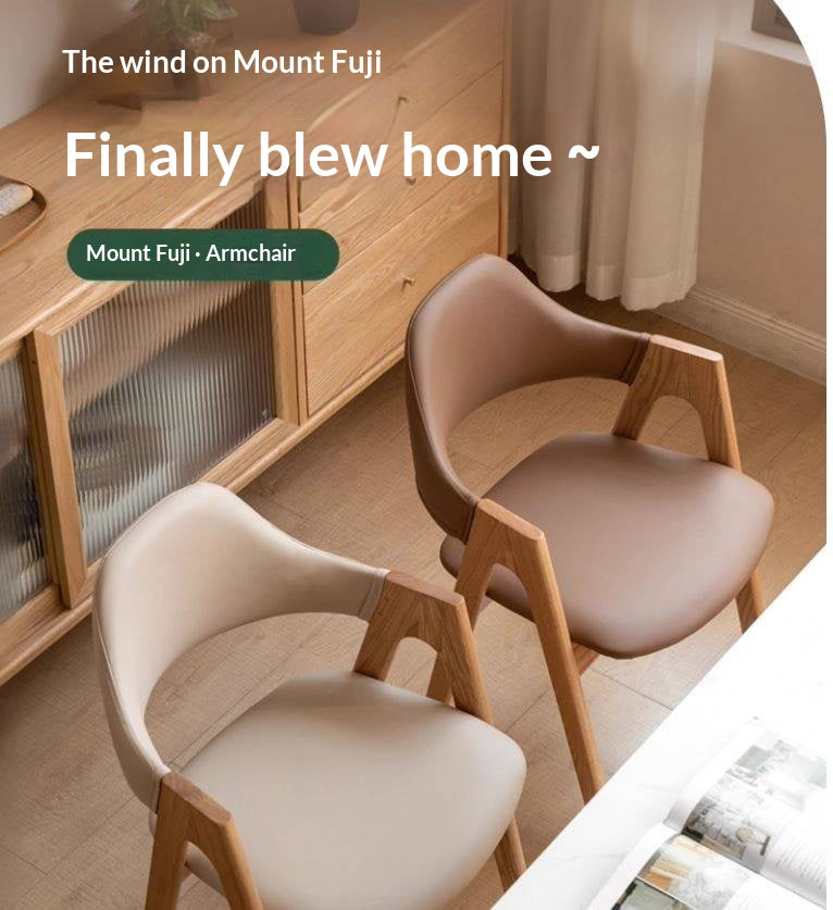 Black Walnut, Oak, Solid Rubberwood Chair with Soft Fabric/Leather Back