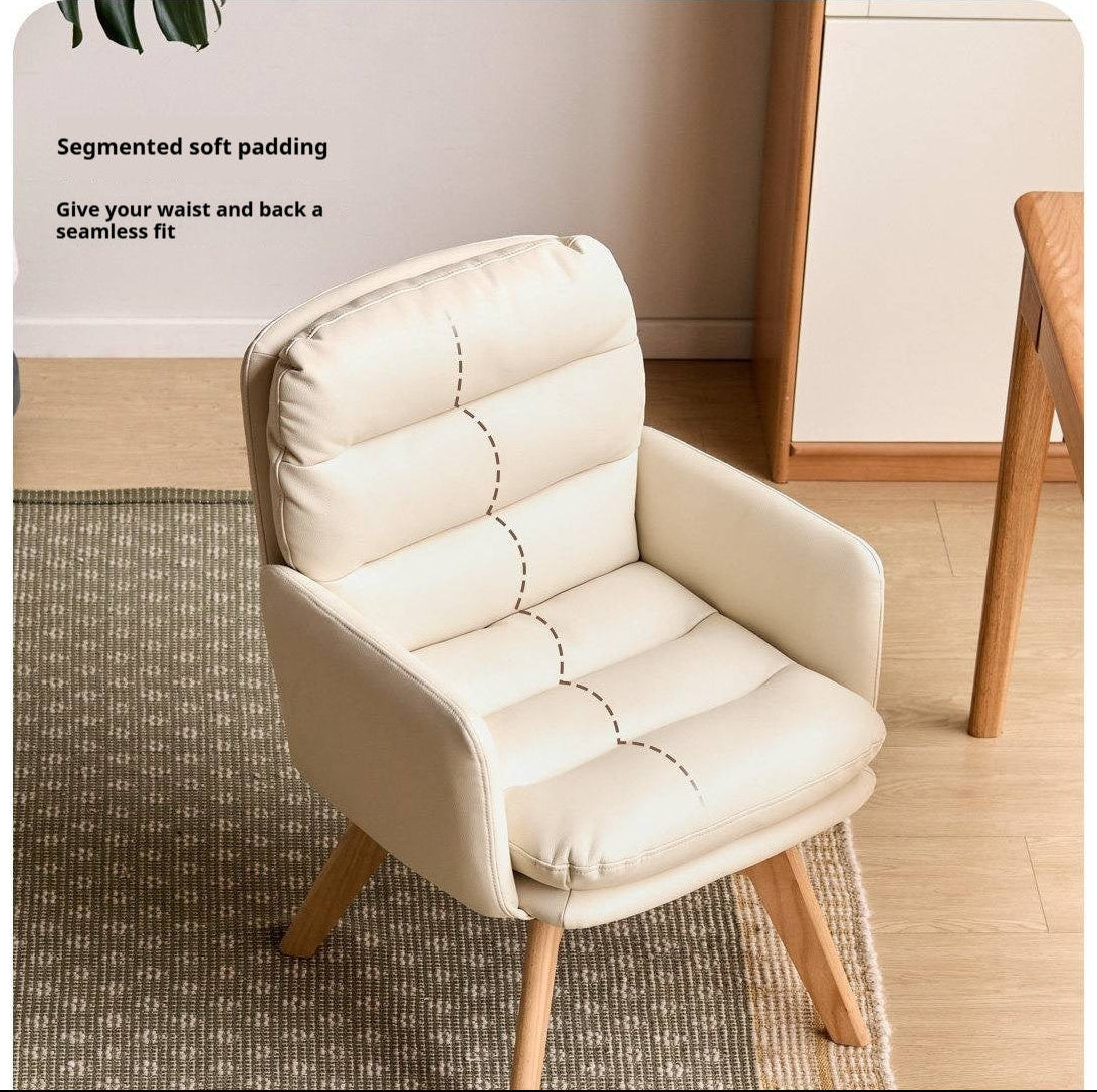 Beech Solid Wood Leather Soft Backrest Chair
