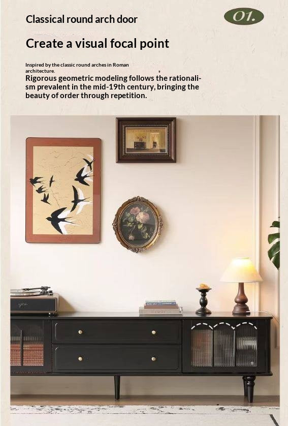 Solid RubberWood French Retro TV Stand