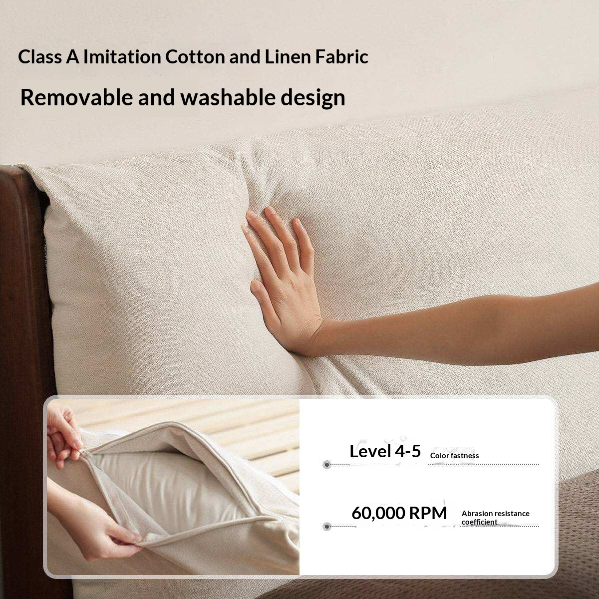 Rubberwood Solid Wood Storage Bed with Lift-Up Platform and Oversized Cushioned Headboard