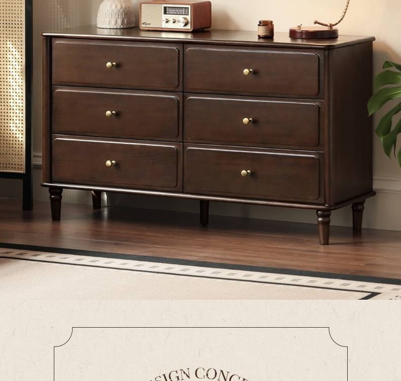 Poplar Solid Wood American Retro Style Chest of Drawers.
