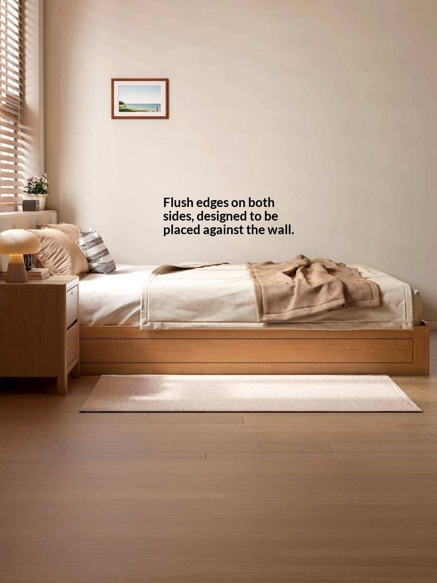 Rubberwood Solid Wood Modern Minimalist Storage Platform Bed