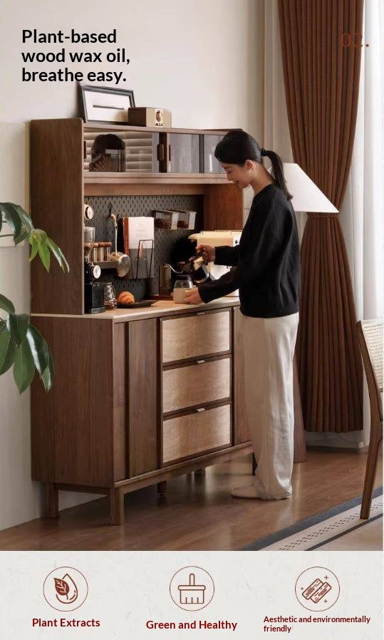 Black Walnut Solid Wood Ancient Style Buffet Cabinet