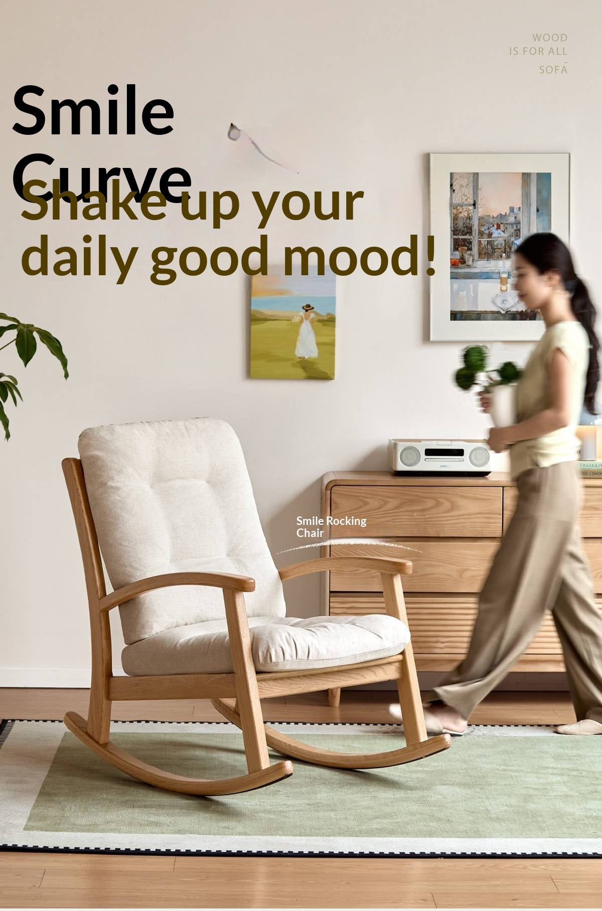 Oak Solid Wood Rocking Chair