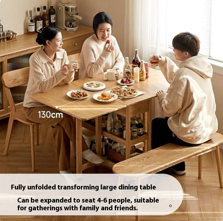 Oak Solid Wood Nordic Folding Rock Plate Dining Table