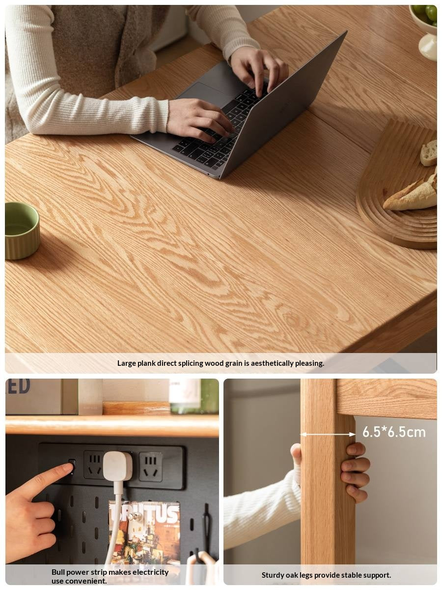 Oak Solid Wood Modern Minimalist Extendable Dining Table