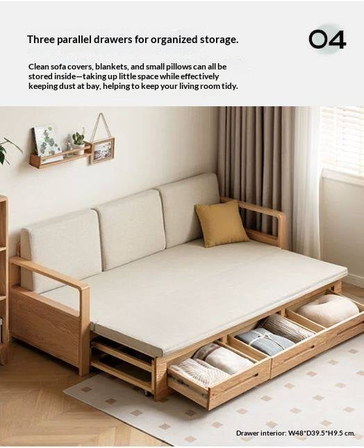 Oak, Ash Solid Wood Wood Daybed with Trundle and Storage Drawers