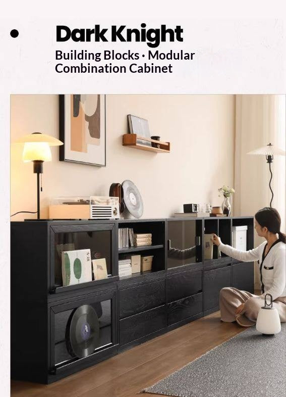 Oak Solid Wood TV Stand Combination Bookcase