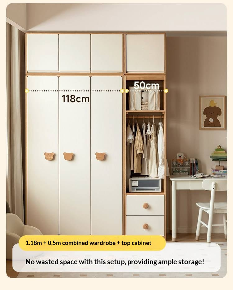 Oak Solid Wood Kids Wardrobe Combination