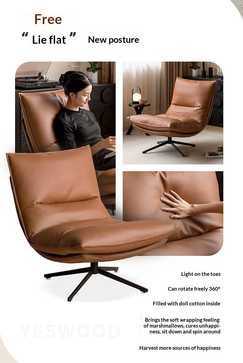 Italian Modern Swivel Lounge Chair with Upholstered Cushion eco leather