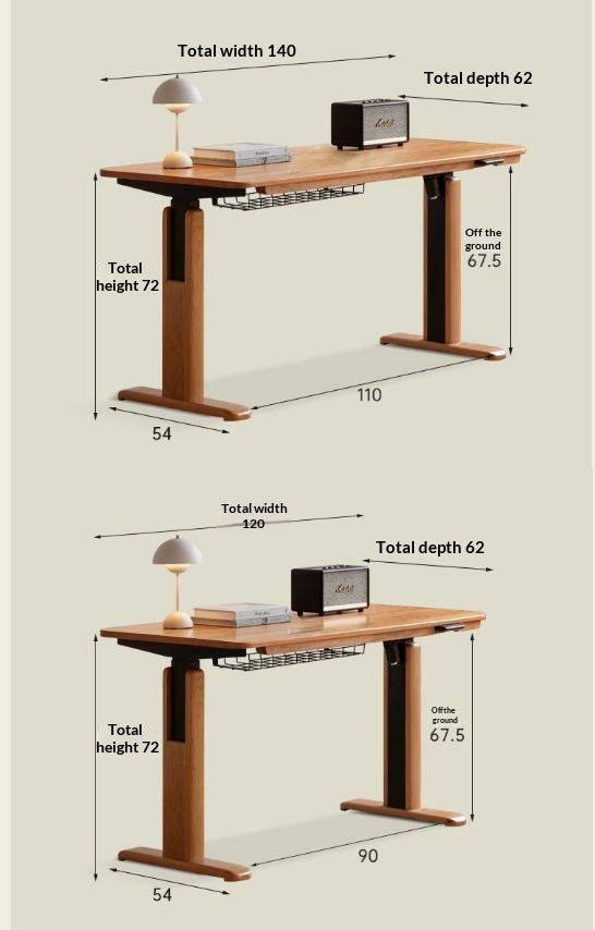 Cherry, Ash Solid Wood Electric Elevating Desk