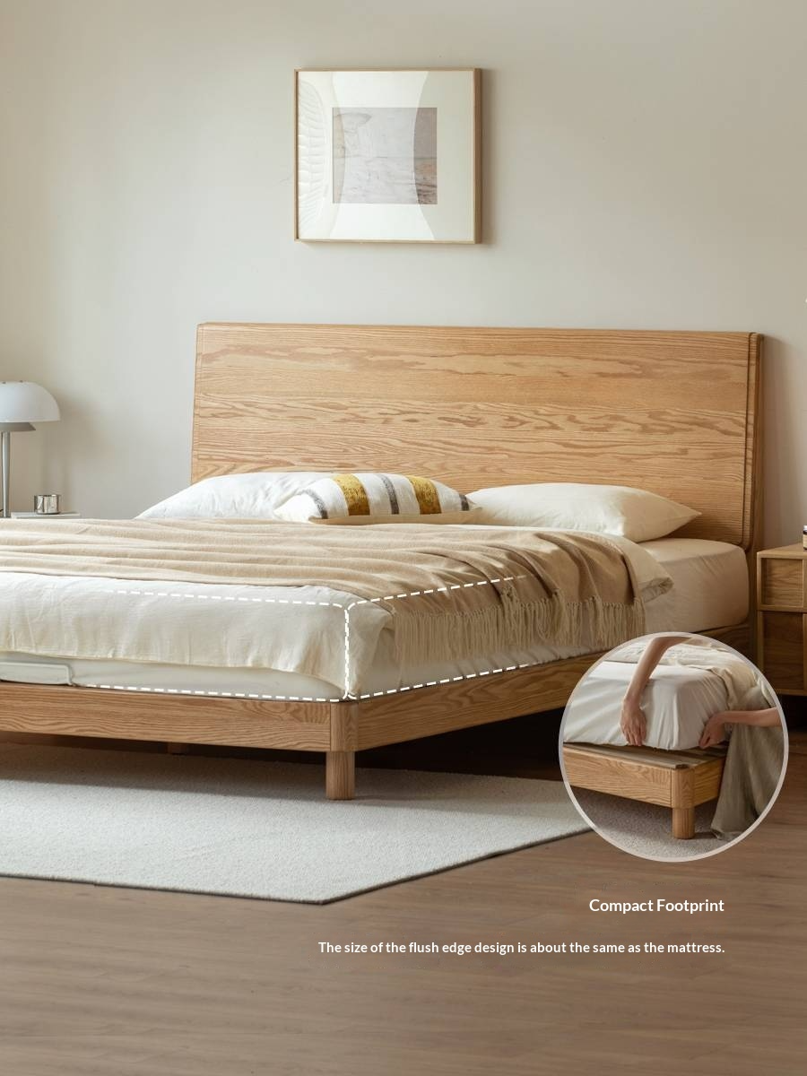 Oak Solid Wood Bed Modern Minimalist Large Bed