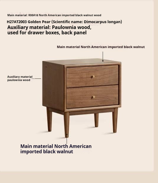 Black Walnut Solid Wood, Solid Longan Hardwood  Nightstand.