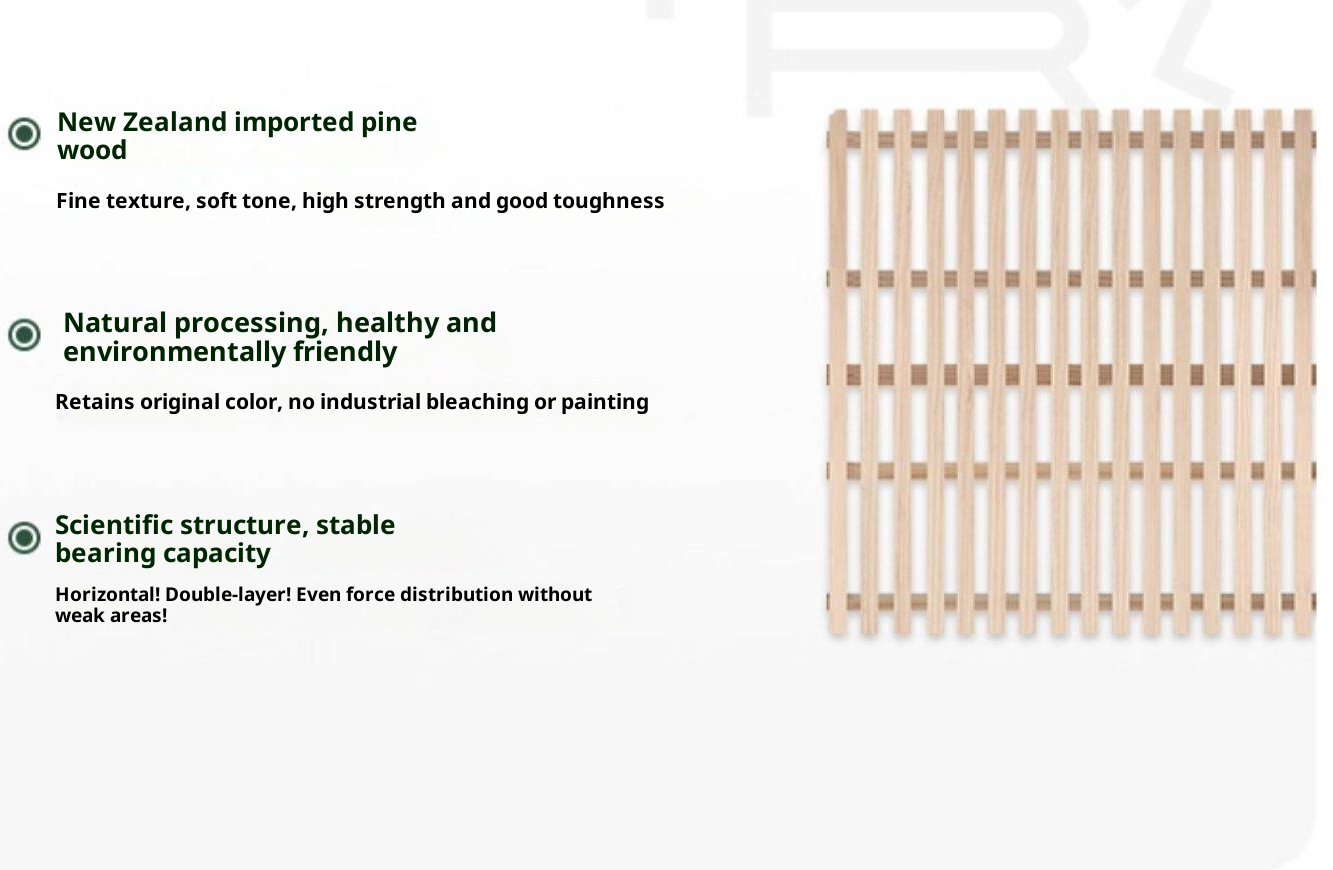 Rubberwood Solid Wood Platform Bed, Headboard-Free Box Bed Cream Style