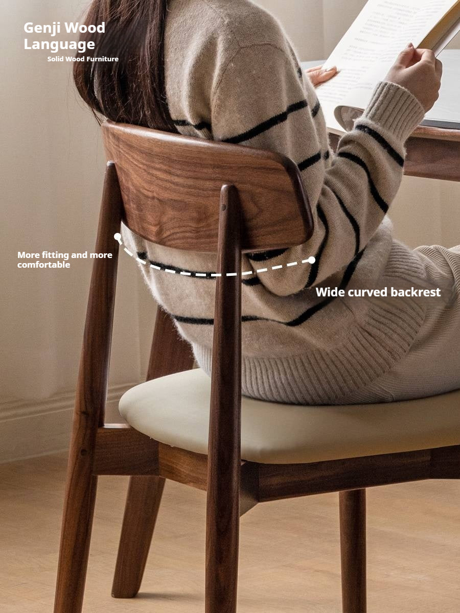 Set 4 pcs Black Walnut, Sandalwood Solid Wood Dining Chair