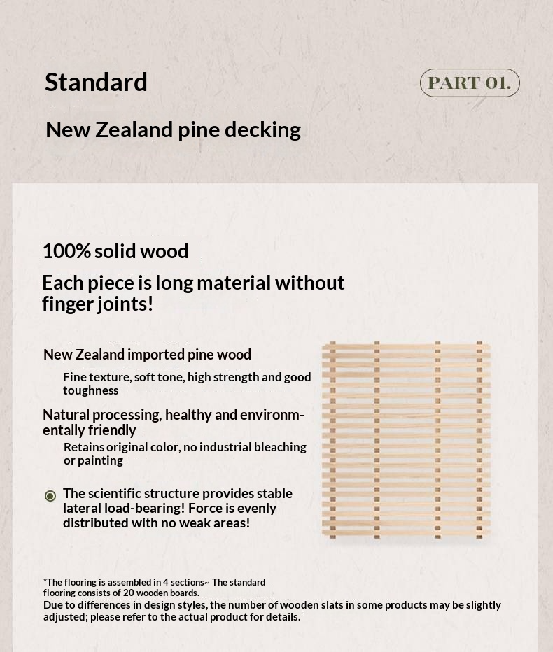 Rubberwood Solid Wood Bed — French Vintage Style, Large Slab Bed