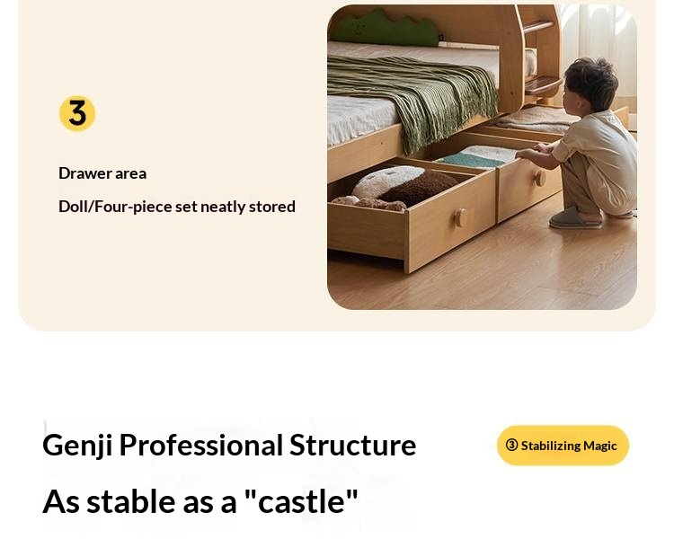 Rubberwood Solid Wood Children's Bunk Bed