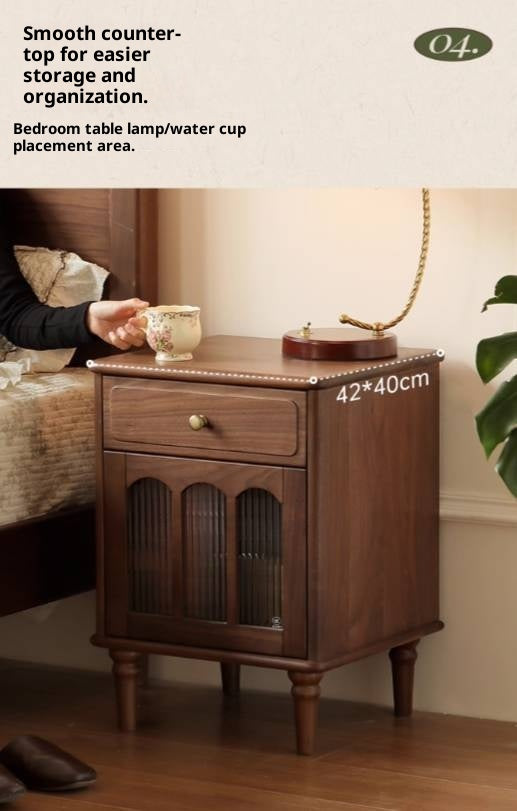 Black Walnut Solid Wood American Retro Nightstand