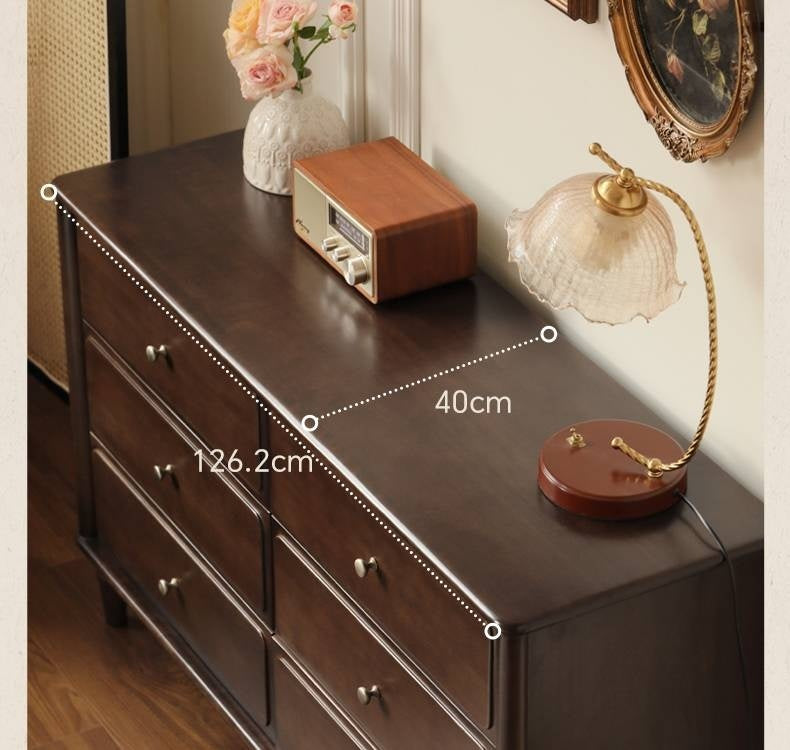 Poplar Solid Wood American Retro Style Chest of Drawers.