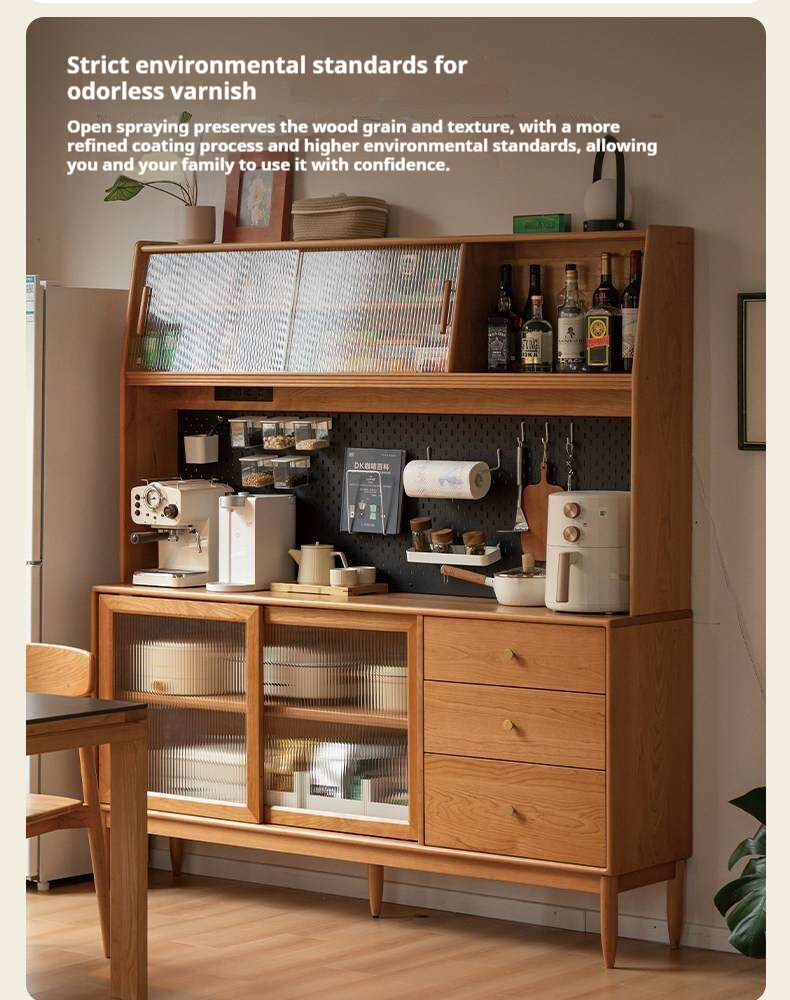 Cherry Solid Wood Sideboard High Cabinet Multi-Functional Buffet