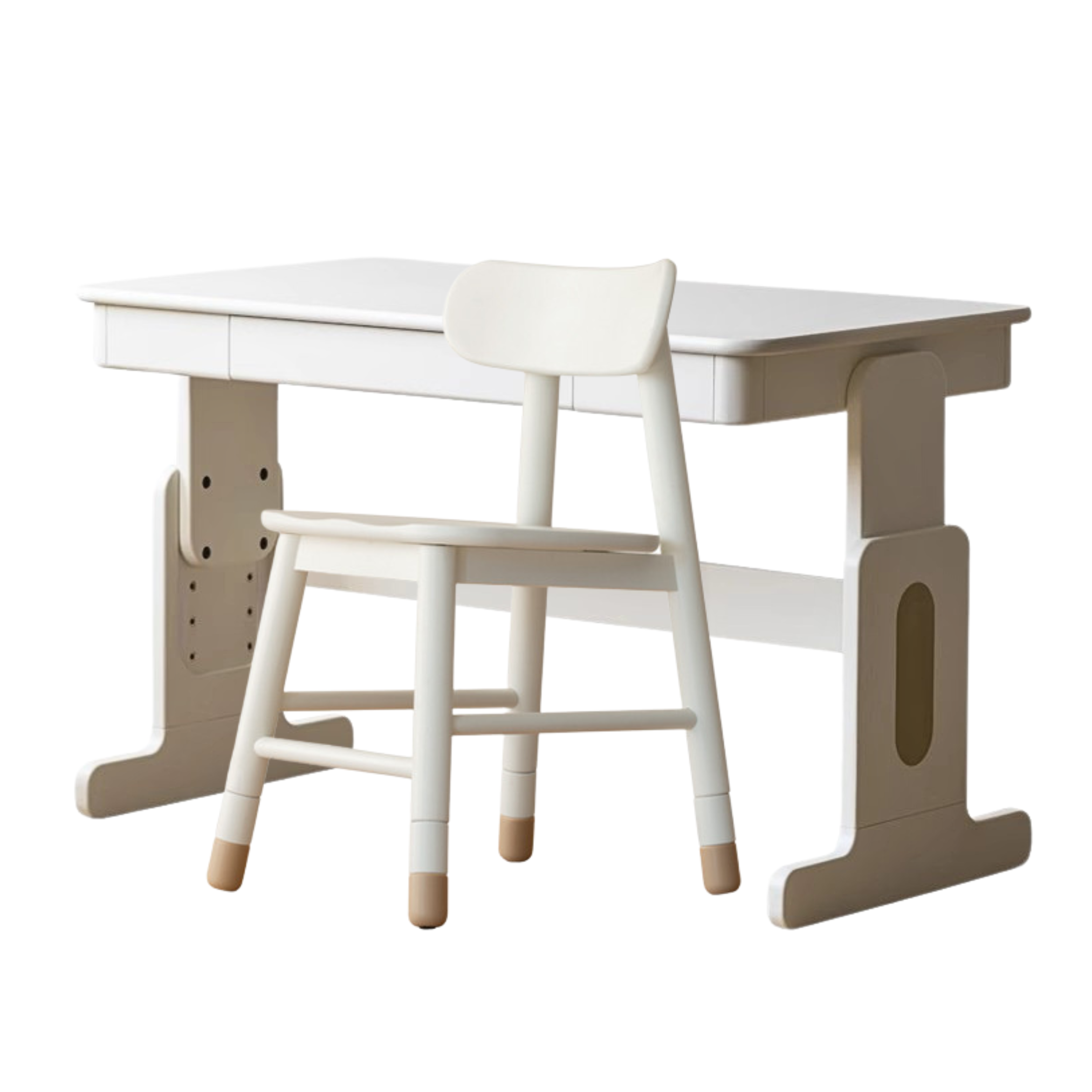 Beech Solid wood lift study desk  adjustable white children's desk