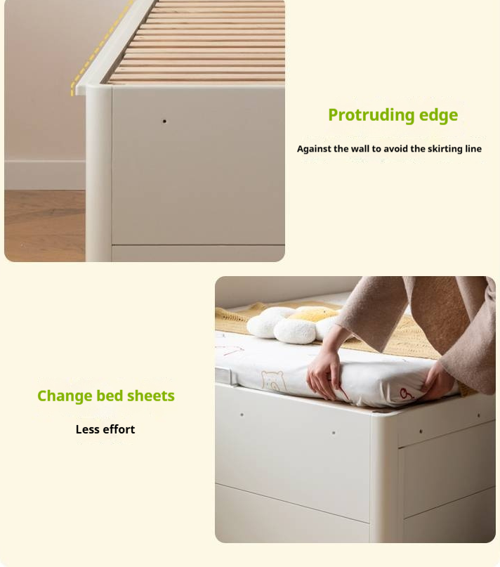 Rubberwood Solid Wood Children's White Storage Box Bed