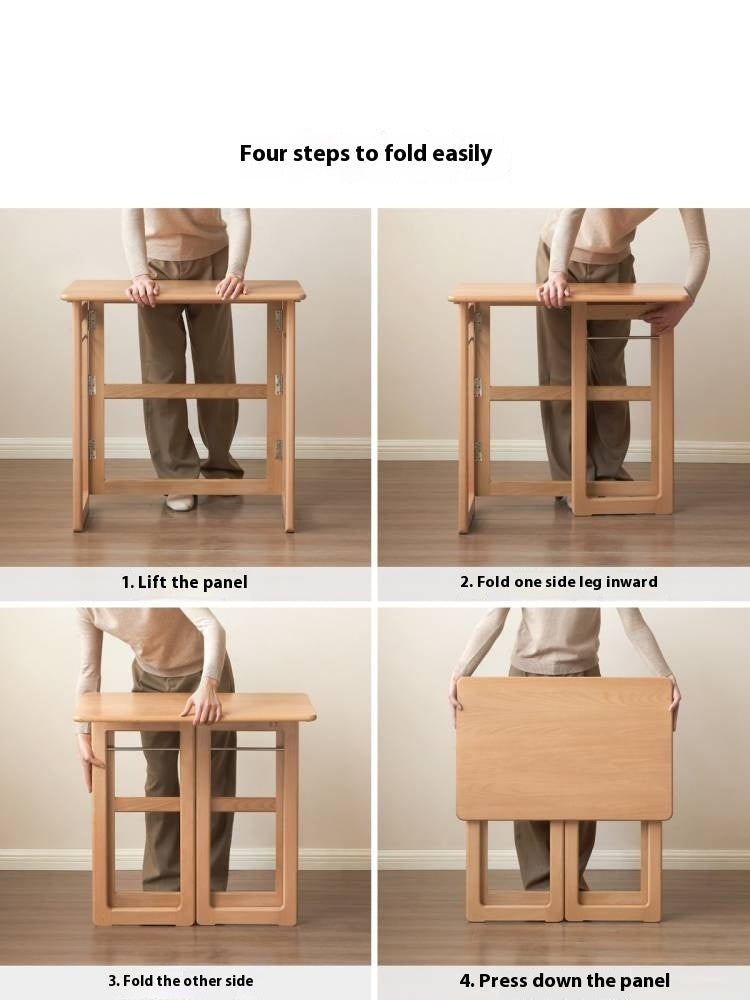 Beech Solid Wood Folding Study Table