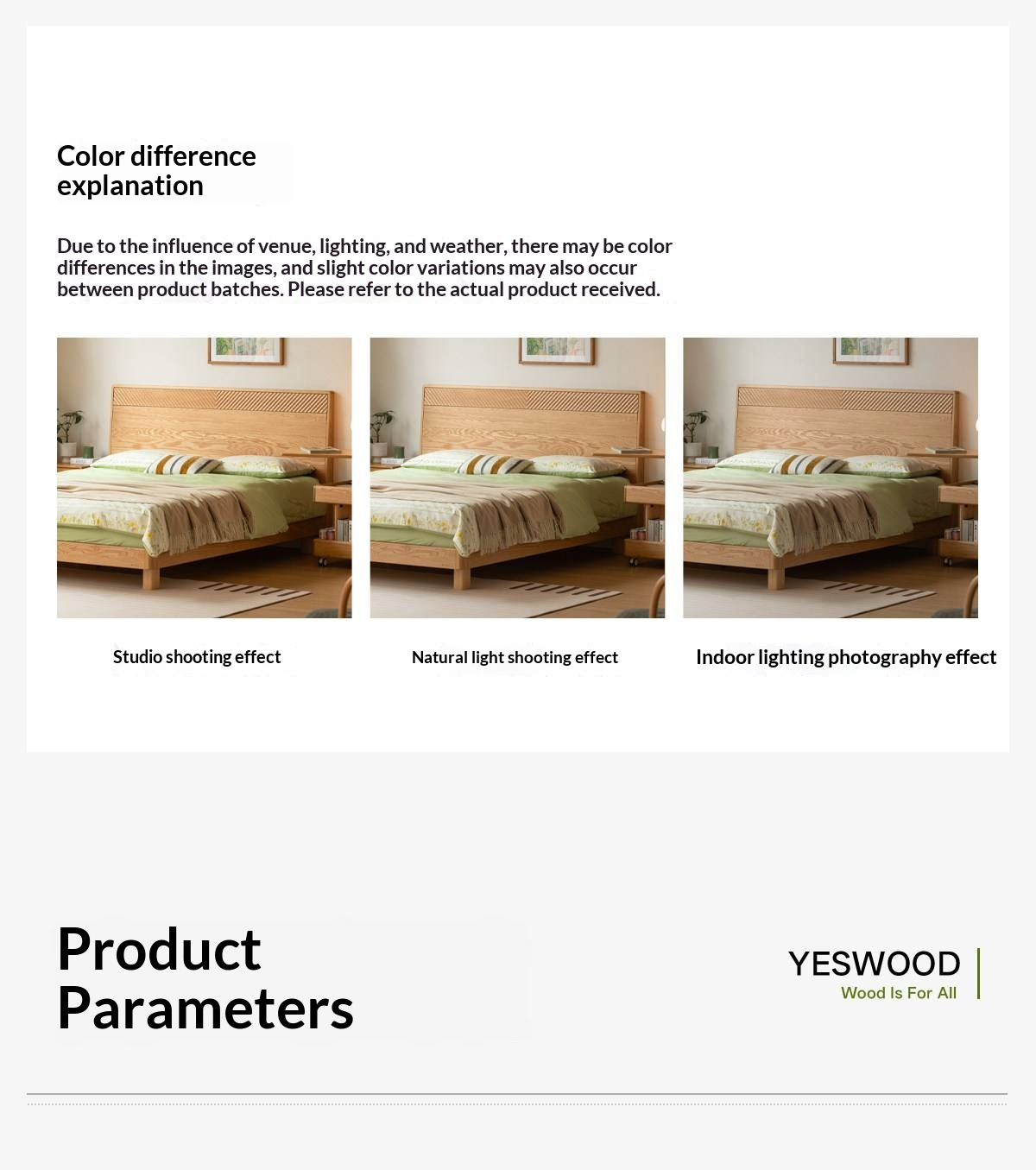 Oak Solid Wood Platform Bed with Grooved Panel Headboard Accent