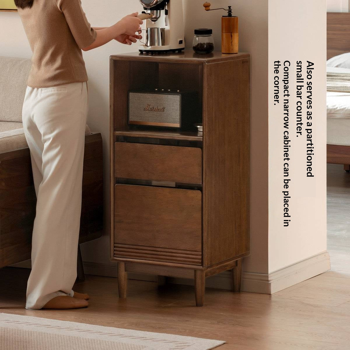 Solid Longan Hardwood Side Cabinet with Storage Space