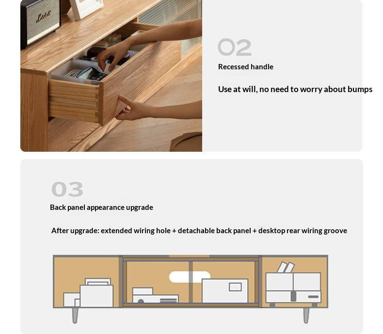 Solid RubberWood, Oak Solid Wood TV Cabinet Floor Combination,