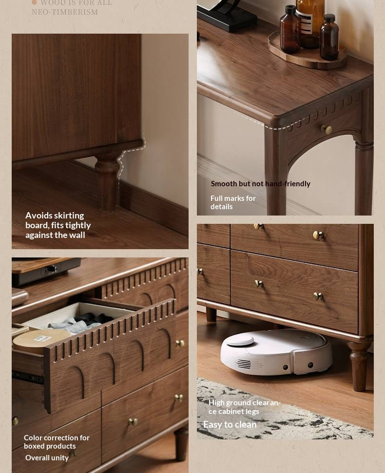 Black Walnut Solid Wood Vanity Table with Extendable Top