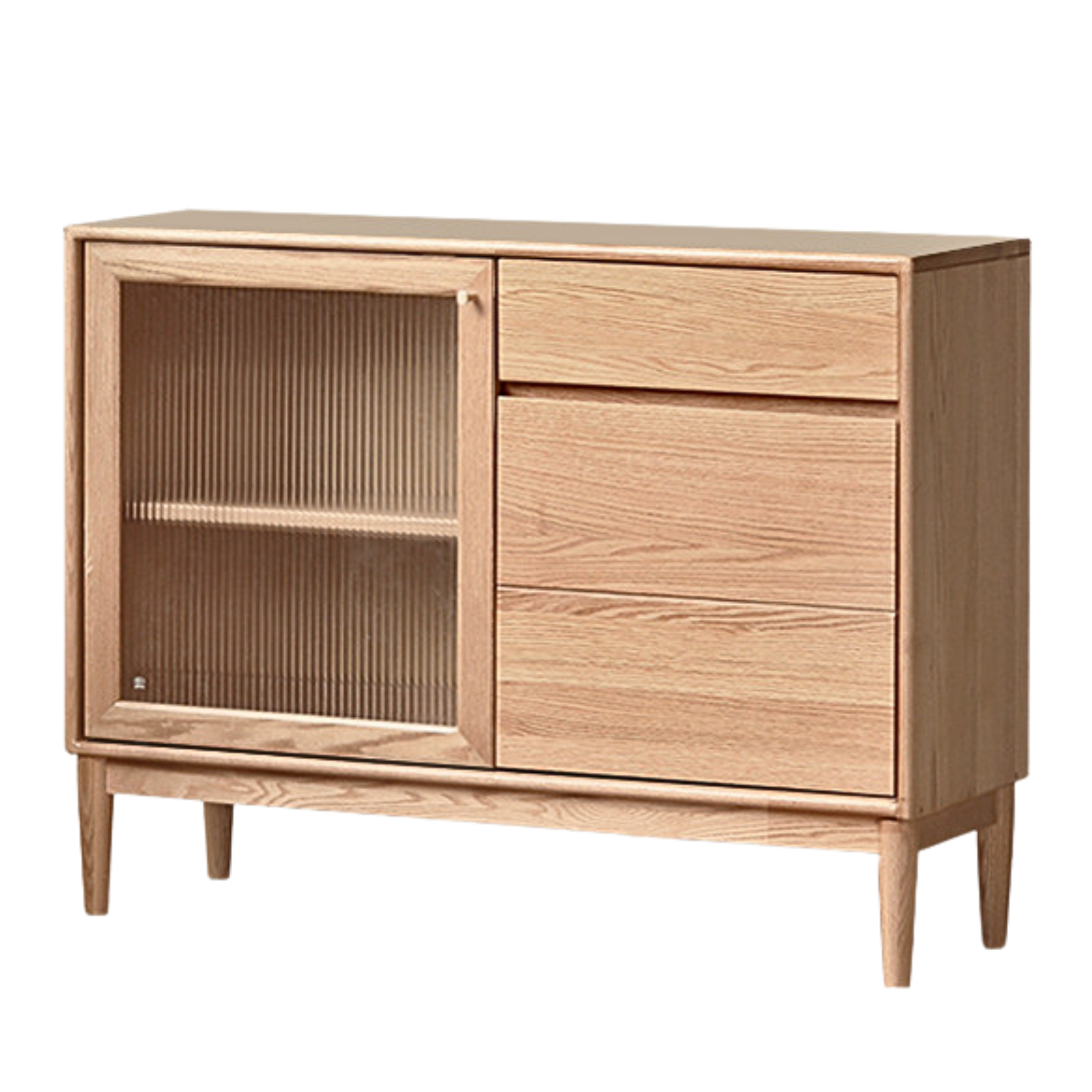 Oak solid wood modern dining sideboard against the wall,