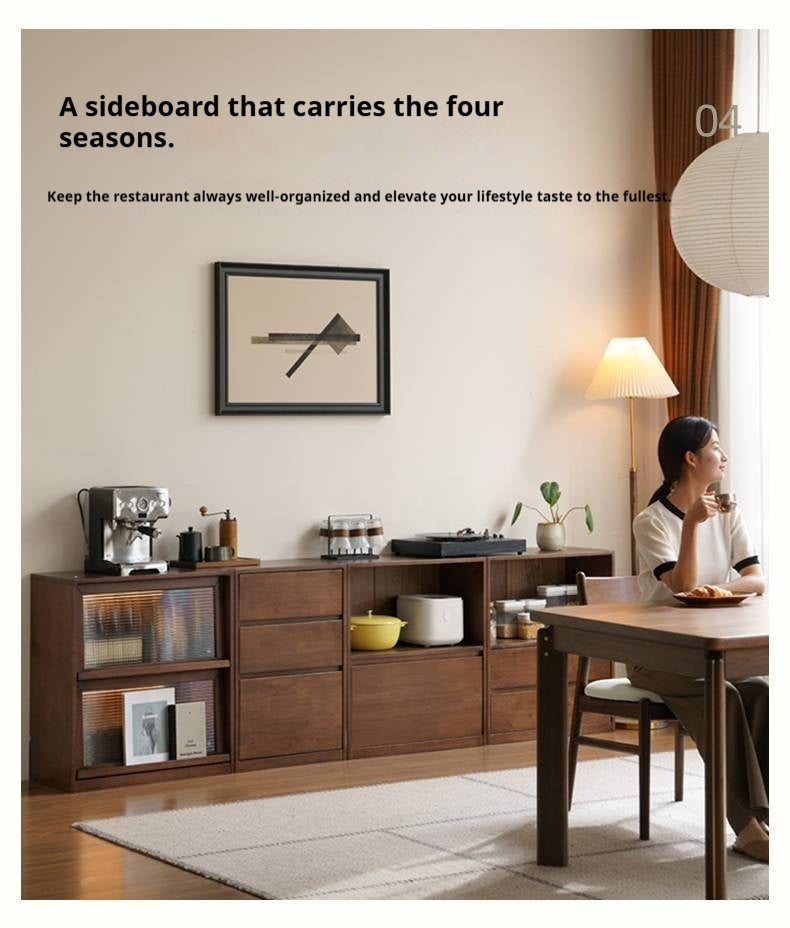 Solid Rubberwood Wall-Mounted Combination Bookcase