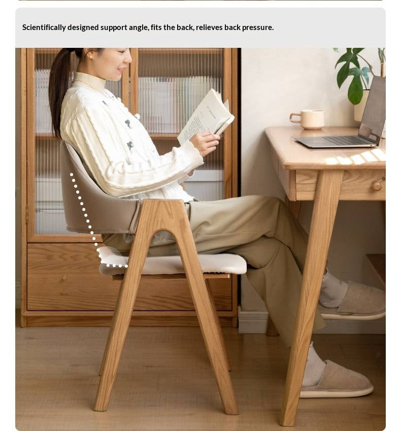 Black Walnut, Oak, Solid Rubberwood Chair with Soft Fabric/Leather Back